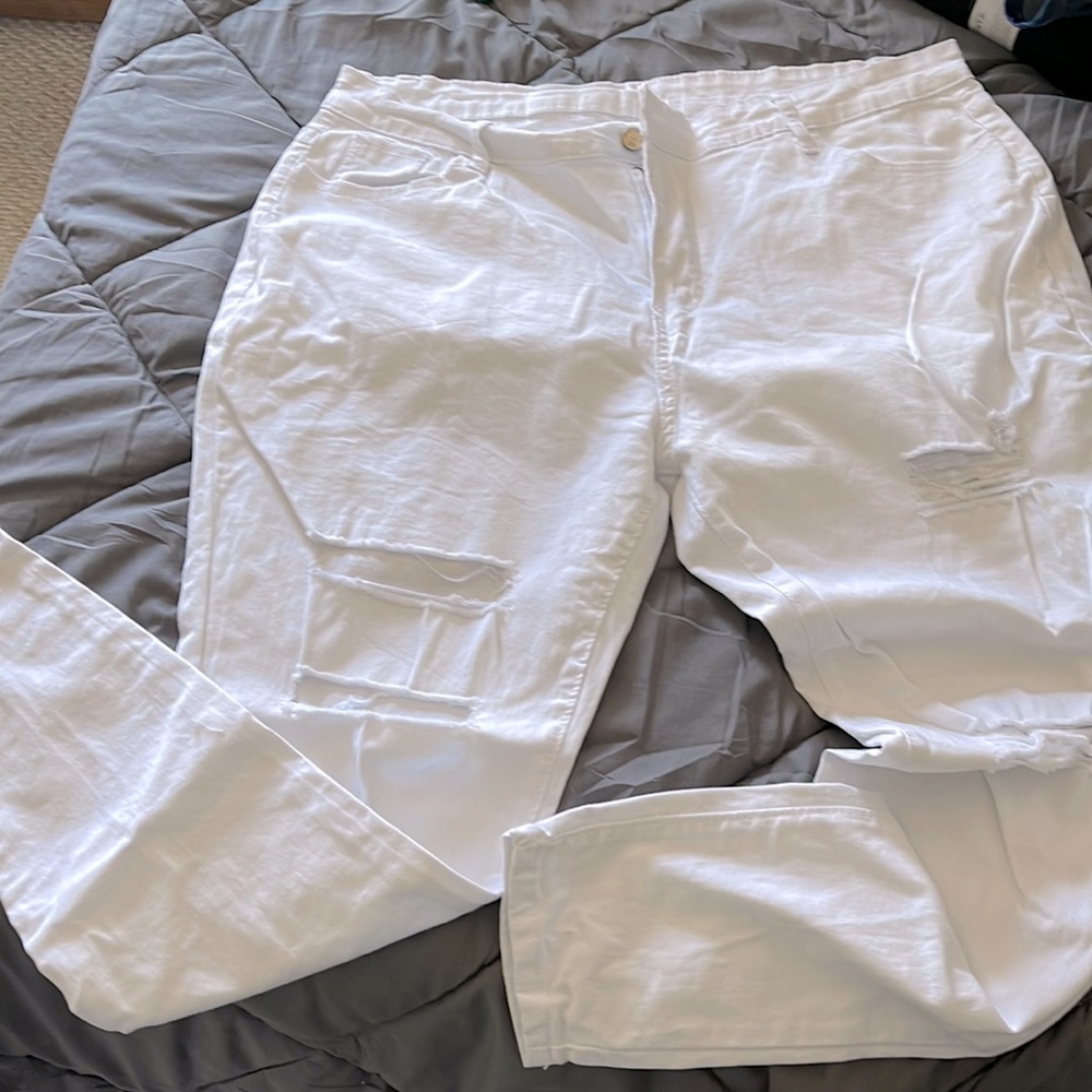 White distressed Womens jeans